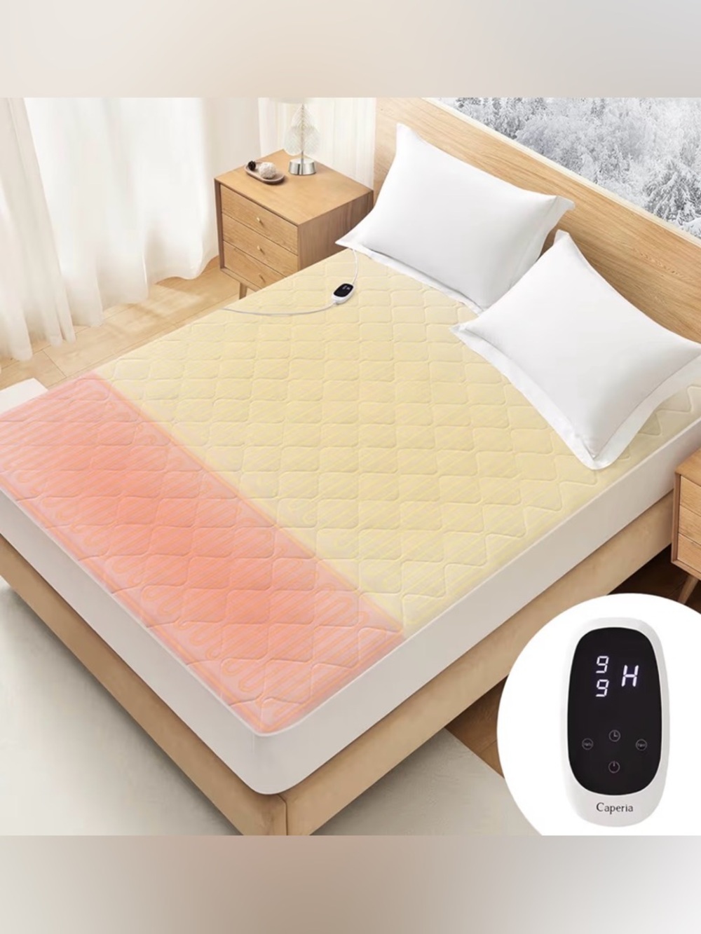 Caperia Heated Mattress Pad Twin XL Multi Zone Electric Bed Warmer